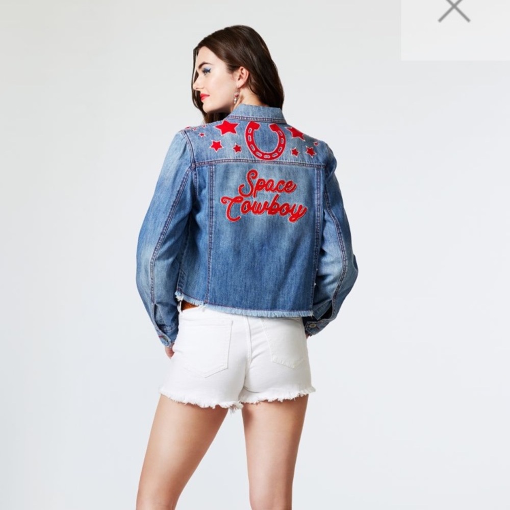 Double D Ranchwear Space Cowgirl Denim Trucker Jacket; Size XL
